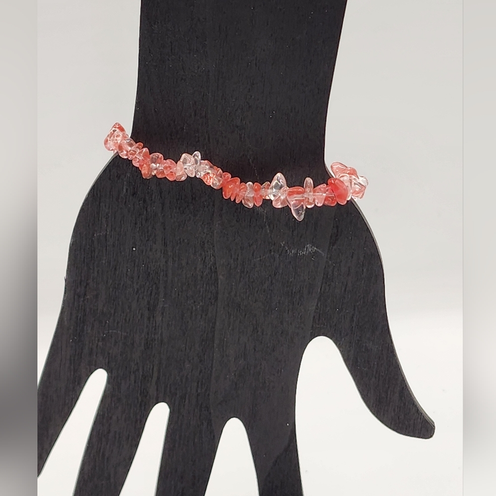 Natural Stone Bracelet "Watermelon Crystal" NWOT